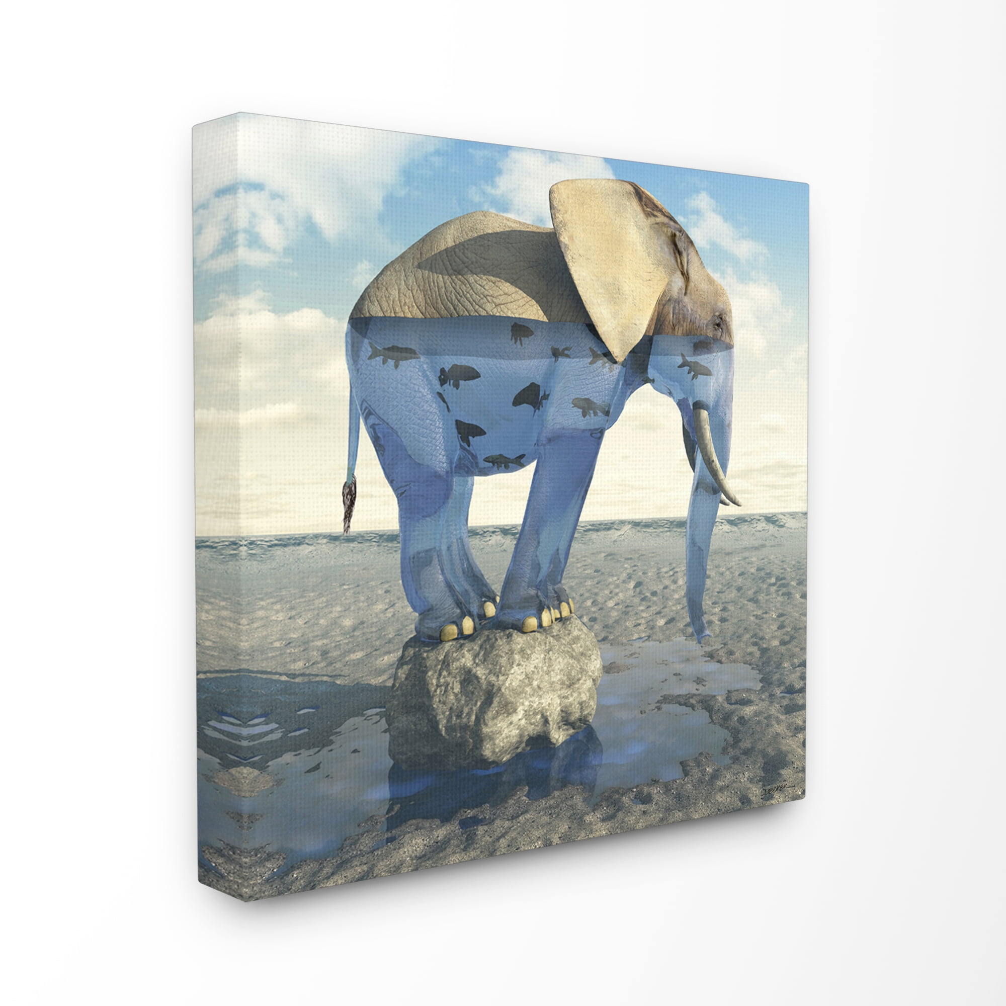 Ocean Elephant Abstract Animal Design Canvas Wall 30.00" x 30.00" Painting Canvas Art Print, by Stupell Home Décor