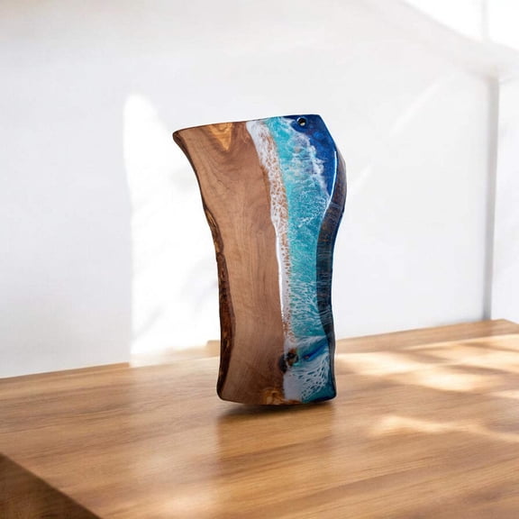 Handcrafted Ocean Wave Olive Wood Charcuterie Board - Serving Platter