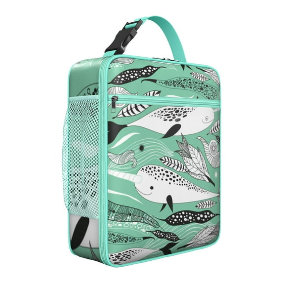 Ocean Explorer Shark Lunch Bag - Premium Insulated Reusable Box, Leakproof Compact Cooler Tote with Dual Pockets for School & Office Adults