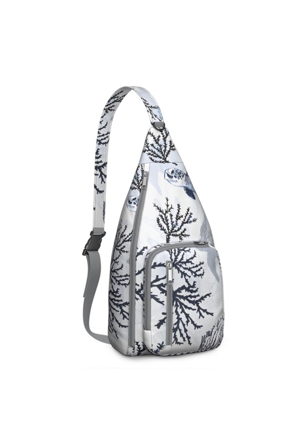 Ocean Explorer Sling Backpack - Hawaiian Green Turtle Pattern Crossbody Bag, Lightweight Durable Pack for Snorkeling
