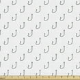 thumbnail image 1 of Ambesonne Sketch Fabric by the Yard Upholstery, Sealife Anchor Fish Hook, 3 Yards, Grey and White, 1 of 4