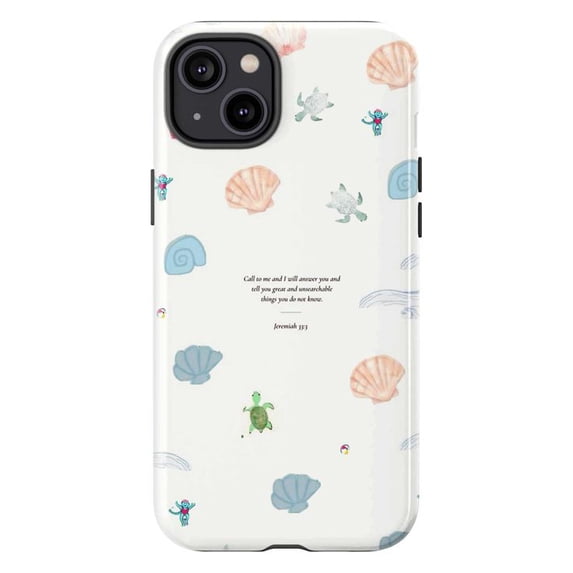 Ocean Faith Phone Case, Jeremiah 33:3 Bible Verse iPhone Cover, Minimalist Sea Life and Scripture Protective Case for iPhone 16 15 14 13 12 11 Plus Pro Max Mini