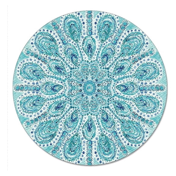 Ocean Fantasy 4mm Tempered Glass Lazy Susan Turntable 13" Round Cake Plate, Pizza Stand, Condiment Caddy