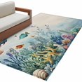 thumbnail image 1 of Ocean Fish Area&nbsp;Rug 3x5ft Nautical Green Blue Sea Fish Coral Seashell Seaweed Linen Non-Slip&nbsp;Washable Square&nbsp;Rugs Soft Felt Indoor Floor Mat for Bedroom Kitchen Living Room Bathroom, 1 of 9