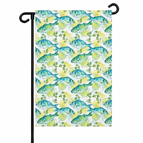 Ocean Fish Garden Flags for Outside Summer Lemon Fish Watercolor Double Sided Yard Flags Outdoor House Decoration, Small 12X18 Inch
