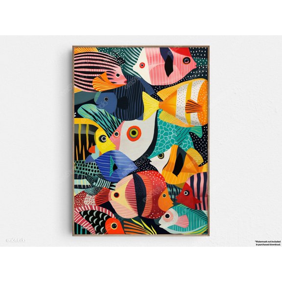 Ocean Fish Tapestry Mid Century Decor Wall Art Unframed Paper Print