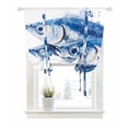 thumbnail image 1 of Ocean Fish Tie Up Curtains for Window, Thermal Insulated Balloon Shade Adjustable Rod Pocket Curtains Valance Panels for Kitchen Bathroom Cafe 52 x 63 Watercolor Blue Spot Color Coastal Painting, 1 of 6