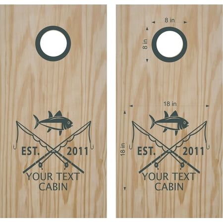 Ocean Fishing Cornhole Decal Set Boards Bean Bag Toss Sticker