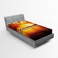 thumbnail image 1 of Ocean Fitted Sheet, Colorful Sunset on the Ocean Dramatic Sky Summertime Tropical Seaside Cloudscape, Soft Decorative Fabric Bedding, Twin XL Size, Brown Yellow, by Ambesonne, 1 of 2