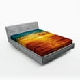 thumbnail image 1 of Ocean Fitted Sheet, Sunset Clouds Exotic Seaside with Sun Rays Evening View Picture Print Art, Soft Decorative Fabric Bedding, Full Size, Multicolor, by Ambesonne, 1 of 2