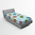 thumbnail image 1 of Ocean Fitted Sheet, Types of Fish in Deep Sea Navy Nautical Life Seahorse Shells with Aqua Backdrop Image, Soft Decorative Fabric Bedding, Twin XL Size, Multicolor, by Ambesonne, 1 of 2