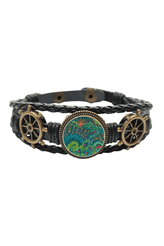 Ocean Foreign Lands Biology Leather Braided Ocean Bracelet Wristband