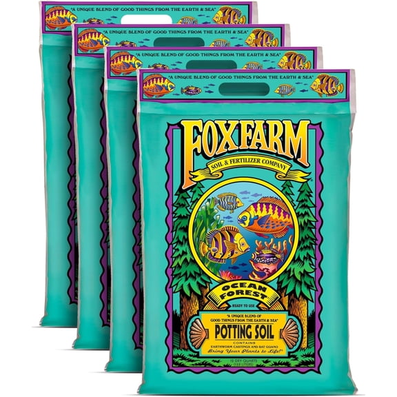 Ocean Forest Potting Soil, 12qt – Light, Aerated Texture, Designed for All Container Plants – pH Adjusted for Optimal Nutrient Uptake, Effectively Retains Moisture (12 Quart (4 Pack))