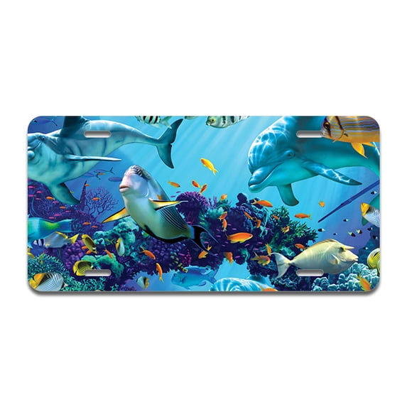 Ocean Friends Aluminum License Plate| License Plate 12" X 6" Fits Any Car, Truck, SUV, RV, or Trailer | Made in The USA