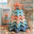thumbnail image 1 of Ocean Friends DIY Patchwork Christmas Tree Kit Creative Gift for Crafters, Relaxing Fabric Project with Marine Animal Designs,Christmas Decorations, 1 of 6