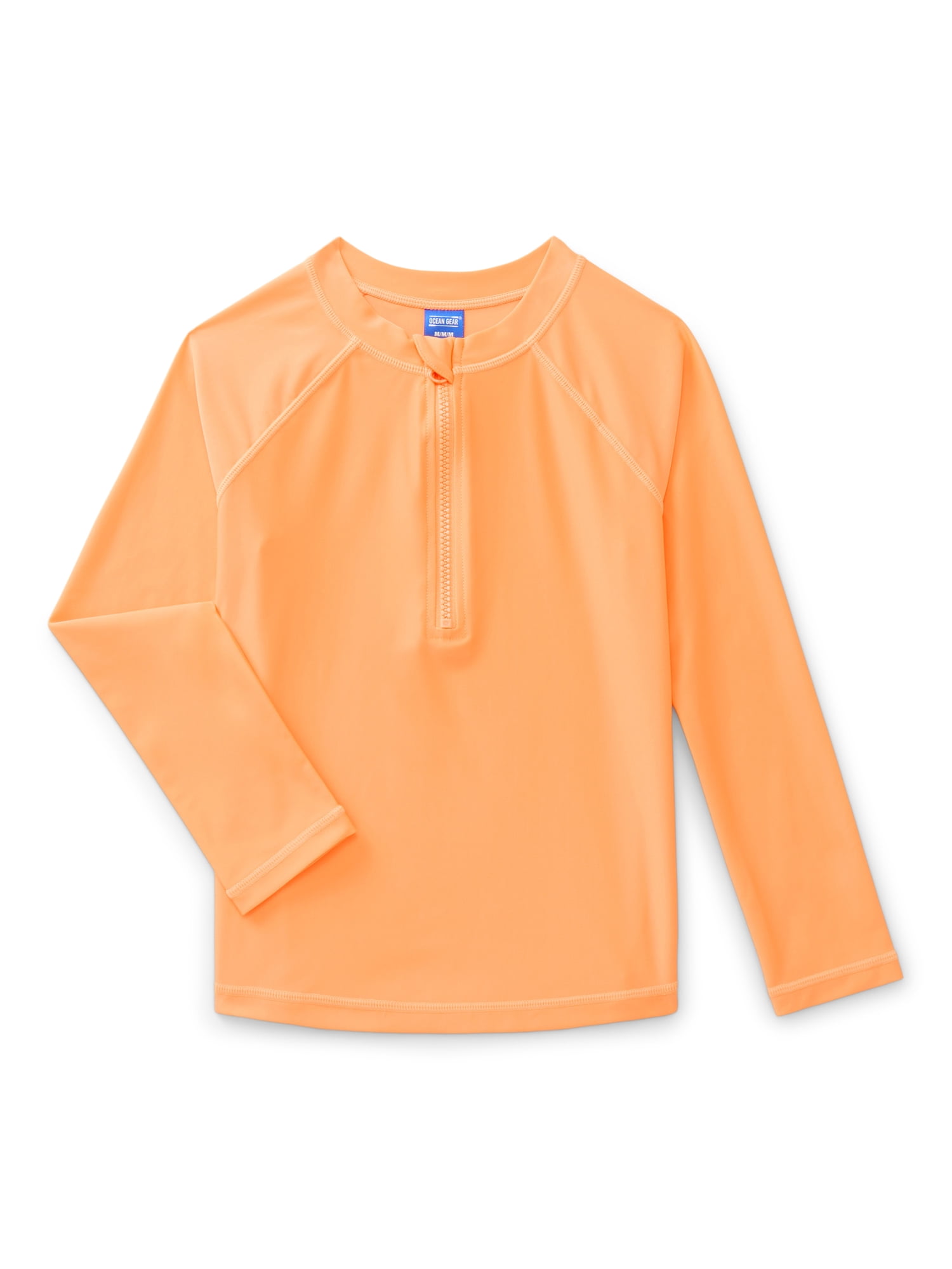 Ocean Gear Boys Quarter Zip Rash Guard with Long Sleeves, Sizes 4-18