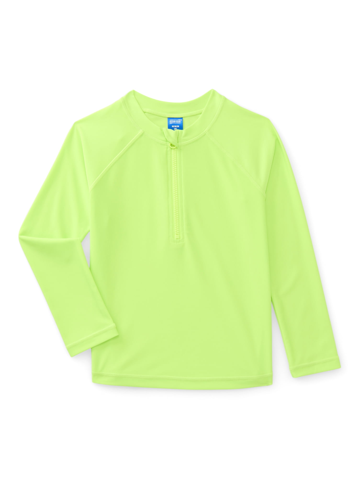 Ocean Gear Boys Quarter Zip Rash Guard with Long Sleeves, Sizes 4-18