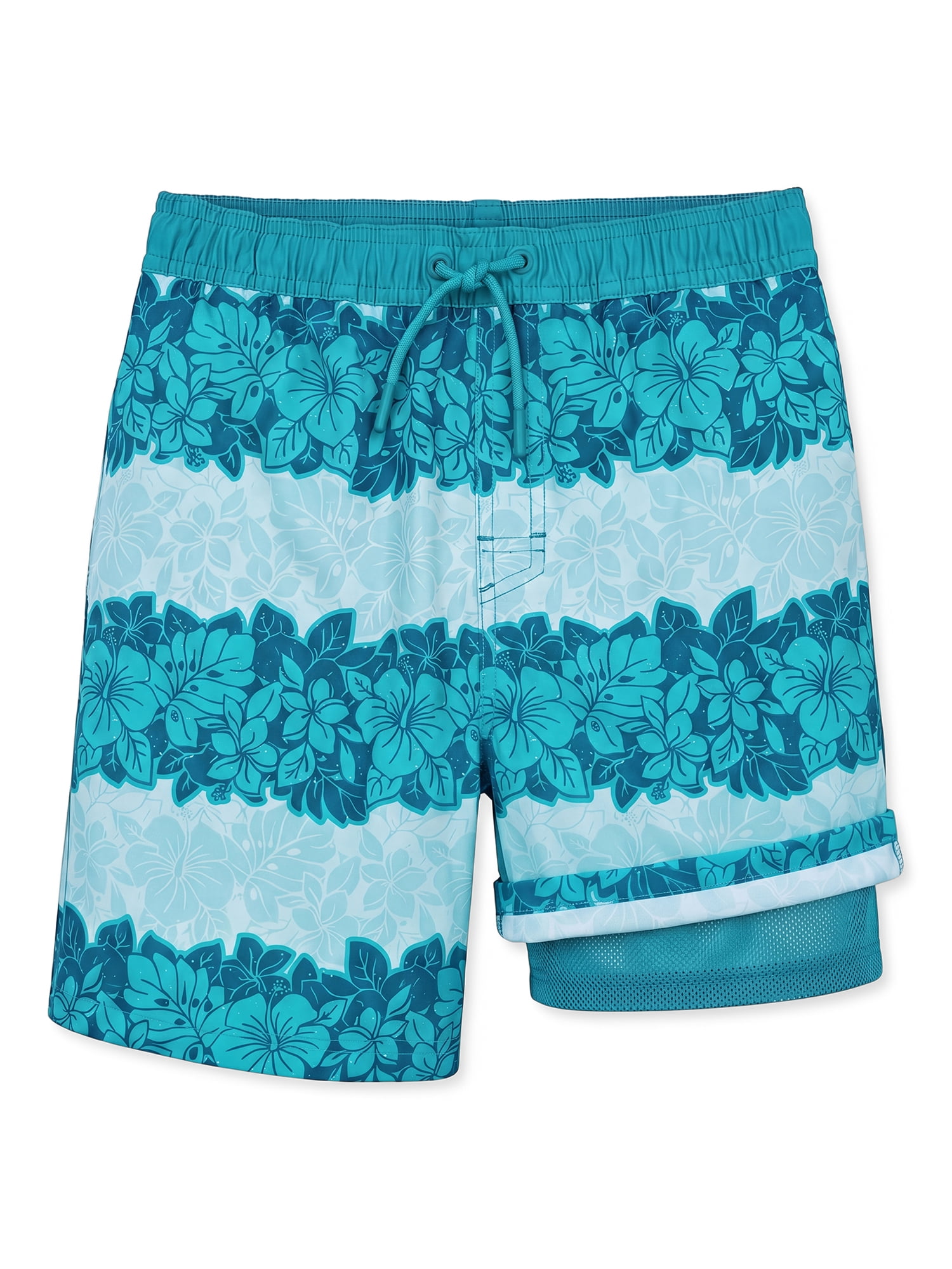 Ocean Gear Boys Print 6 inch Swim Trunk with Compression Liner , Sizes 4-18