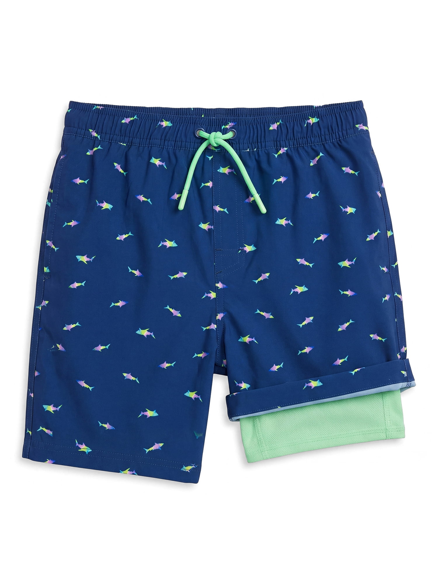 Ocean Gear Boys Print 6 inch Swim Trunk with Compression Liner , Sizes 4-18