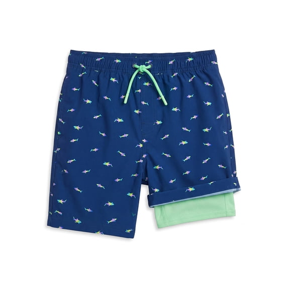 Ocean Gear Boys Print 6 inch Swim Trunk with Compression Liner , Sizes 4-18