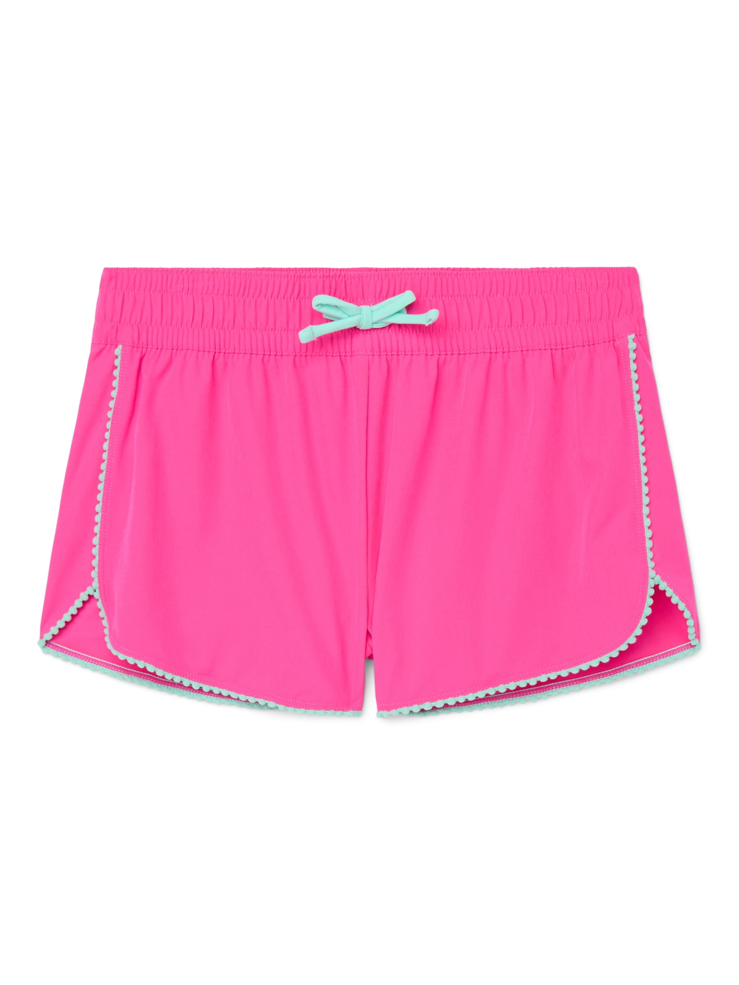 Ocean Gear Girls Coverup Swim Shorts with Pom Trim, Sizes 4-18