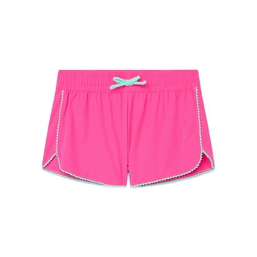Ocean Gear Girls Coverup Swim Shorts with Pom Trim, Sizes 4-18