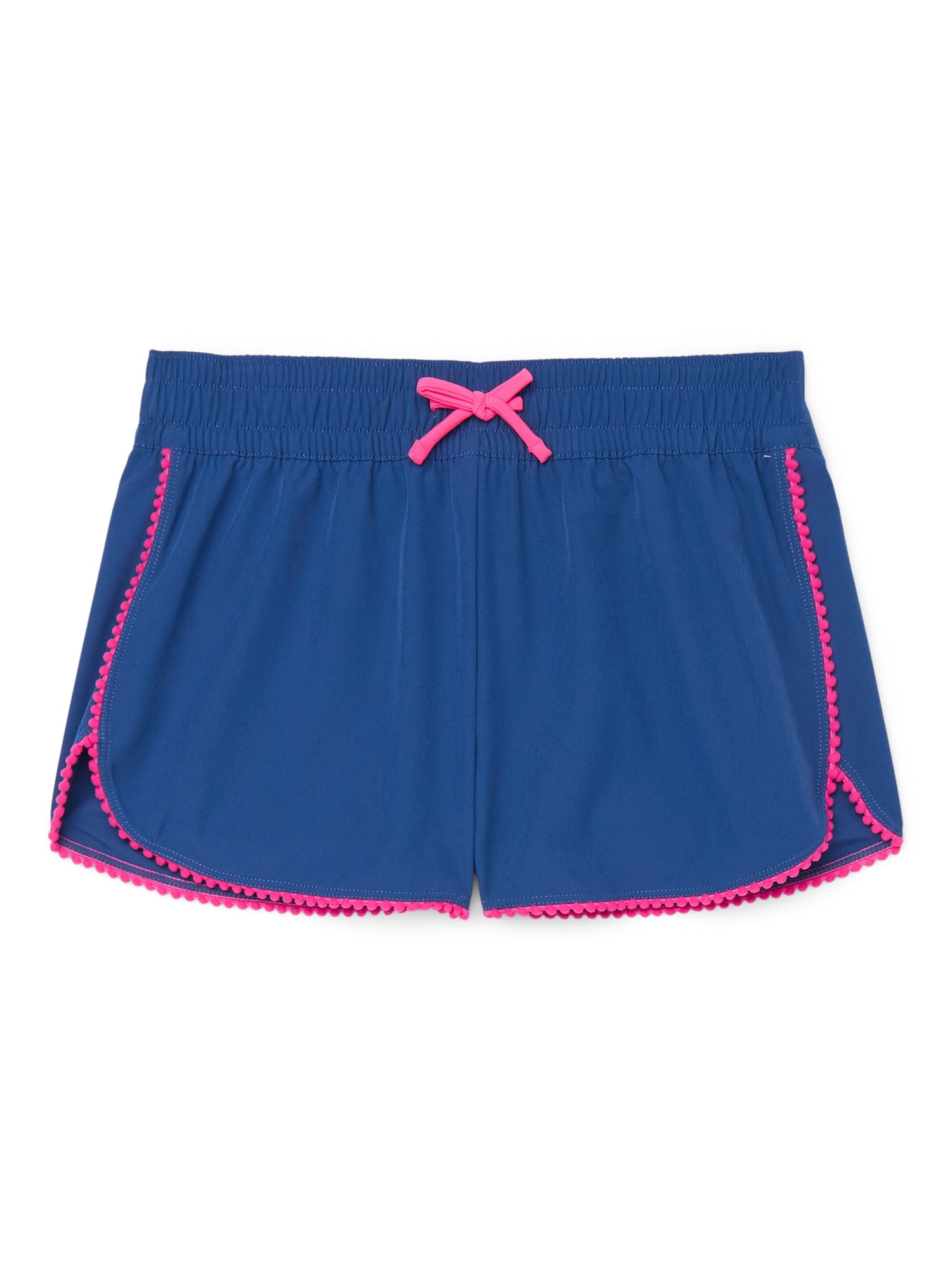 Ocean Gear Girls Coverup Swim Shorts with Pom Trim, Sizes 4-18