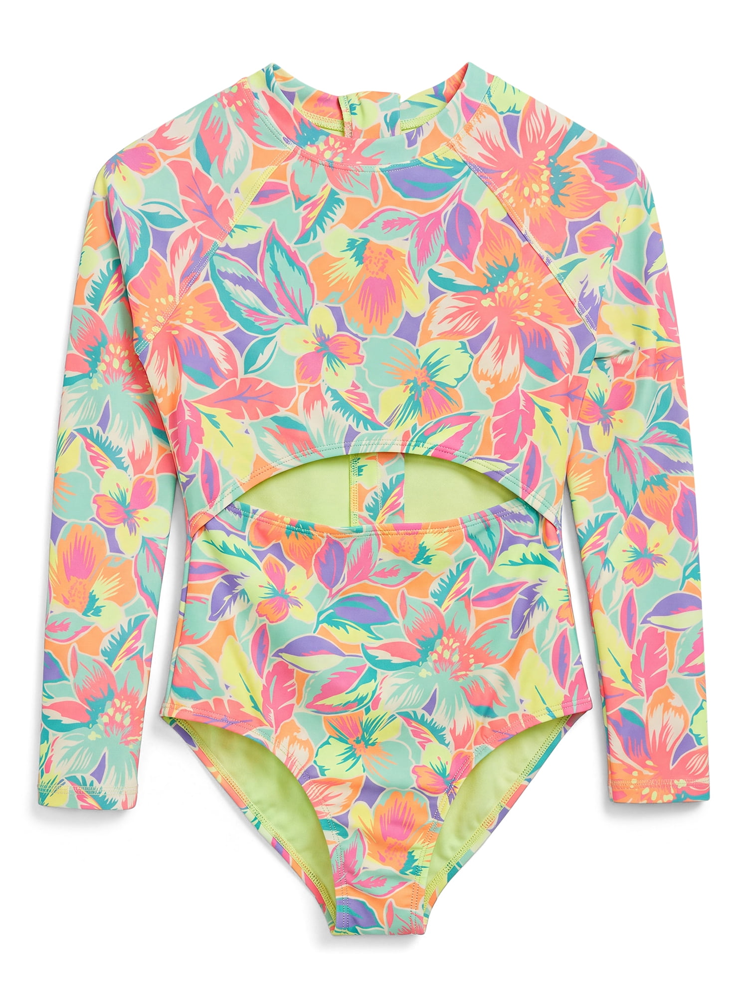 Ocean Gear Girls One Piece Long Sleeve Swim Suit, Sizes 4-18