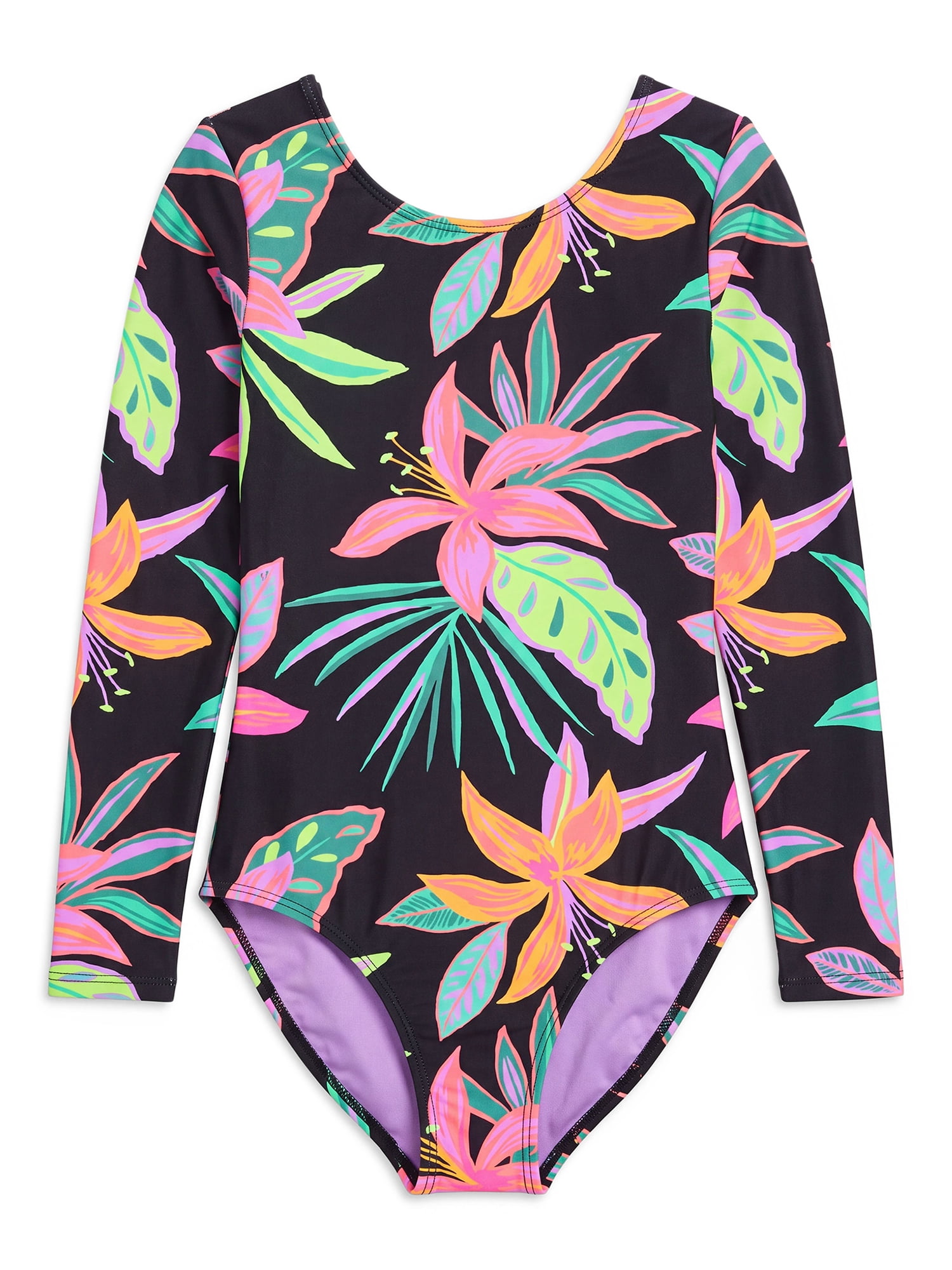 Ocean Gear Girls One Piece Long Sleeve Swim Suit, Sizes 4-18