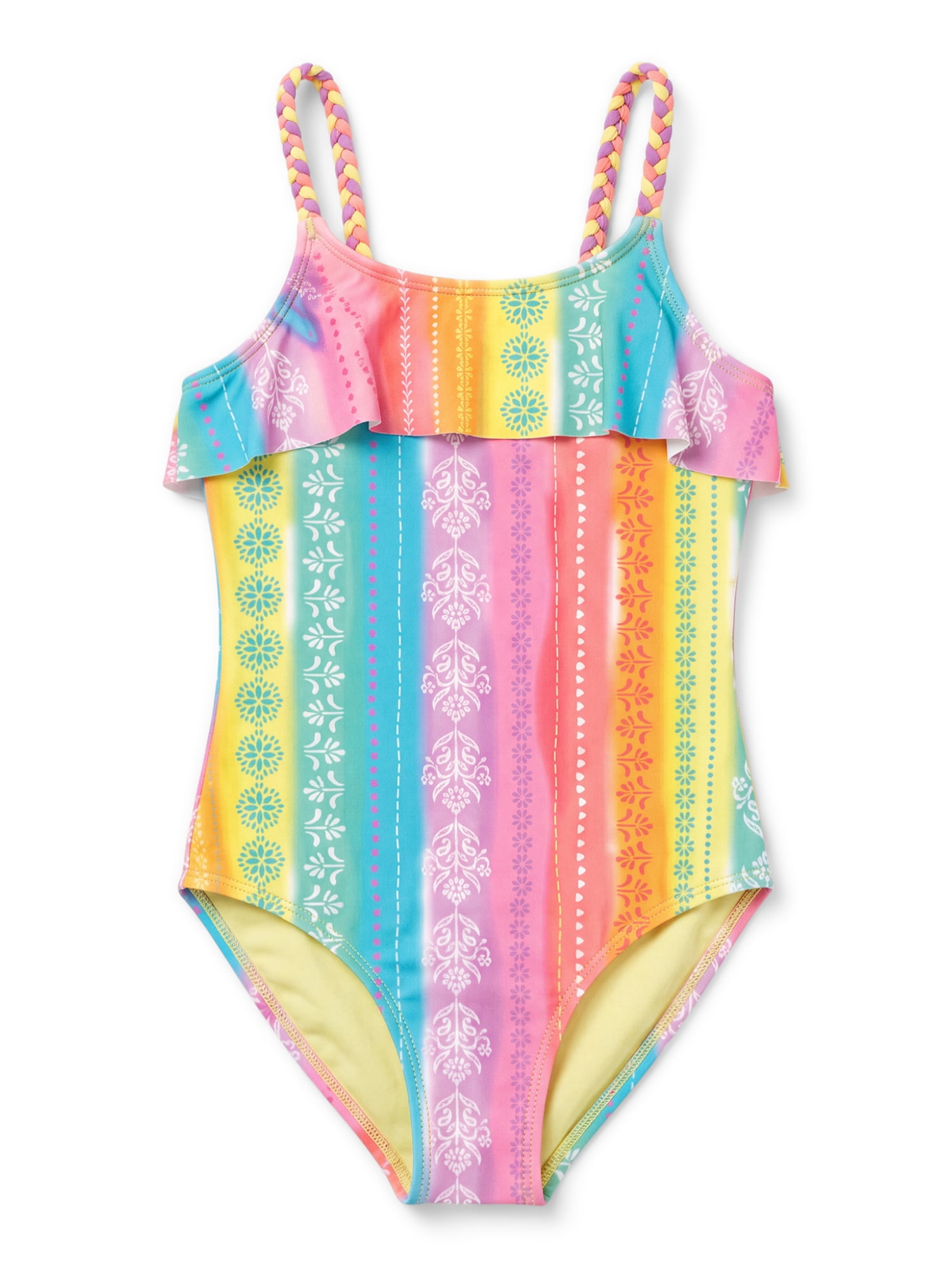 Ocean Gear Girls One Piece Ruffle Stripe Swim Suit, Sizes 4-18