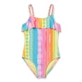 thumbnail image 1 of Ocean Gear Girls One Piece Ruffle Stripe Swim Suit, Sizes 4-18, 1 of 4
