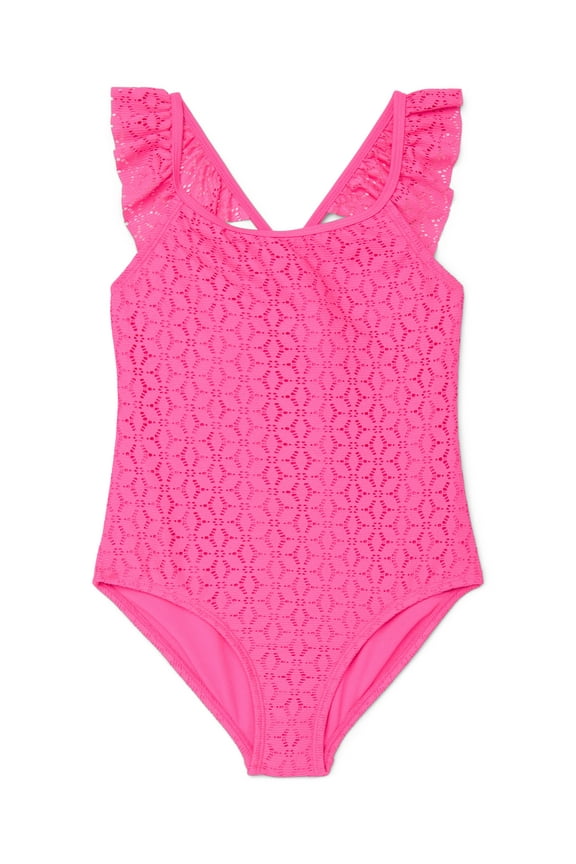 Girls Flounce One-Piece Swimsuit, Sizes 4-18