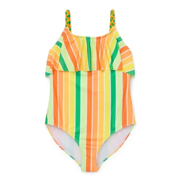 Ocean Gear Girls One Piece Striped Swimsuit, Sizes 4-16P