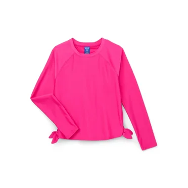 Ocean Gear Girls Swim Rash Guard Top with Side Ties, Sizes 4-18