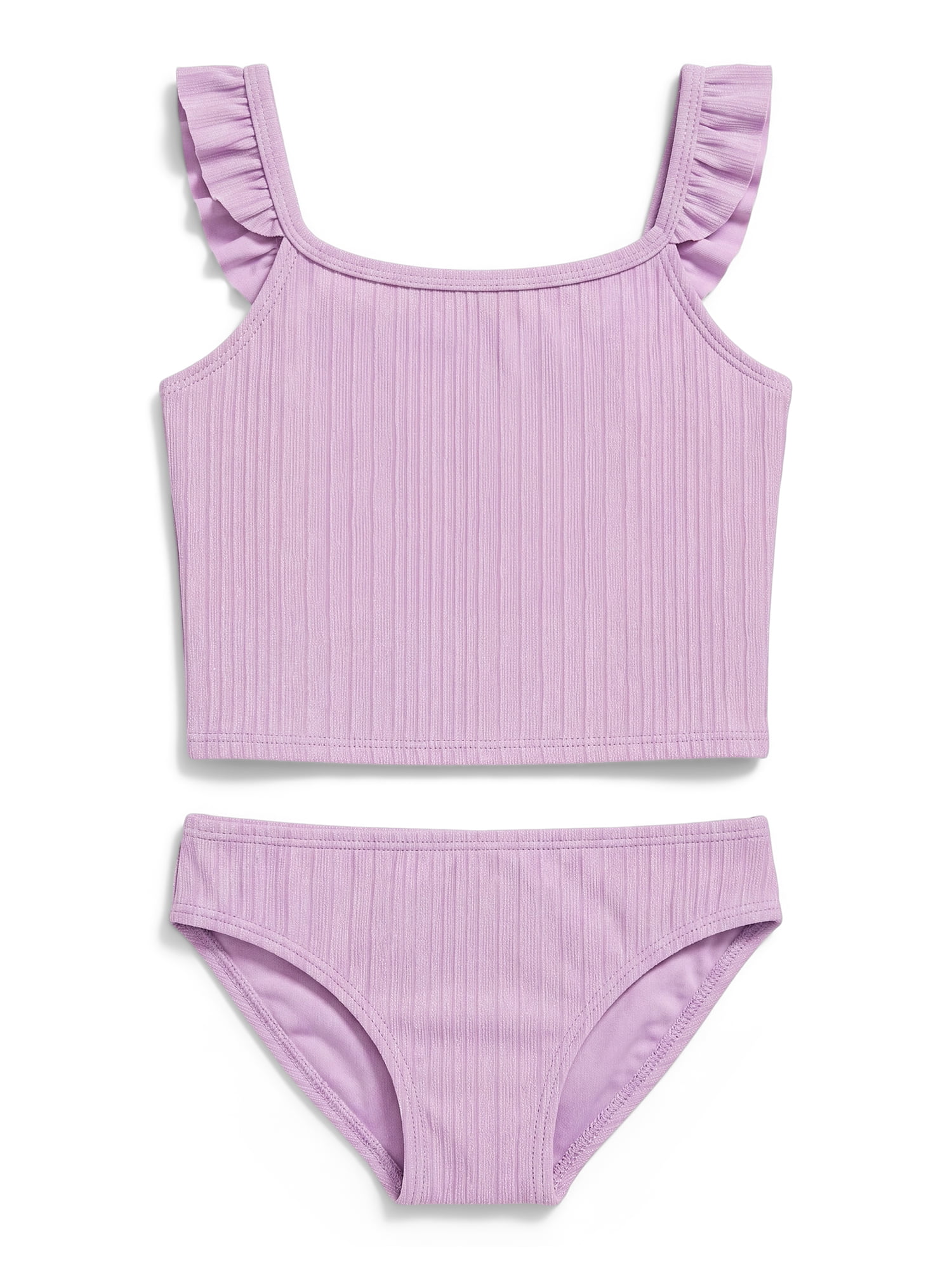 Ocean Gear Girls Two Piece Solid Rib Swim Set, Sizes 4-18