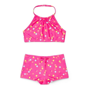 Ocean Gear Girls Halter Bikini Top and Boyshorts Swim Set, 2-Piece, Sizes 4-18