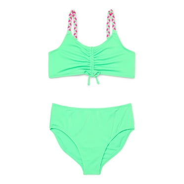 Ocean Gear Girls Braided Bikini Top and Mid-Rise Bottoms Swim Set, 2-Piece, Sizes 4-18