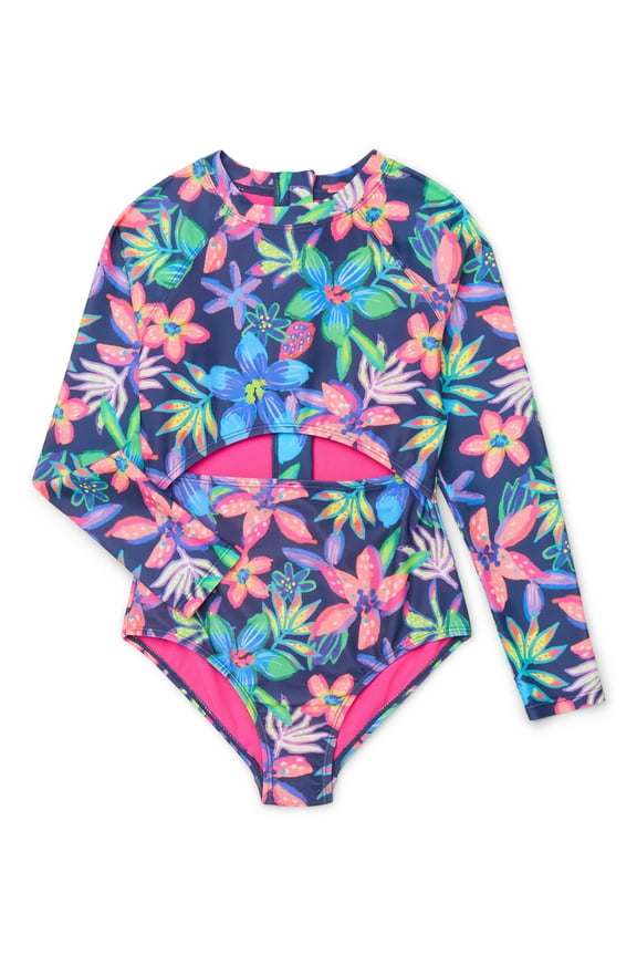 Girls Short Sleeve Top and Bottoms Swim Set, 2-Piece, Sizes 4-18