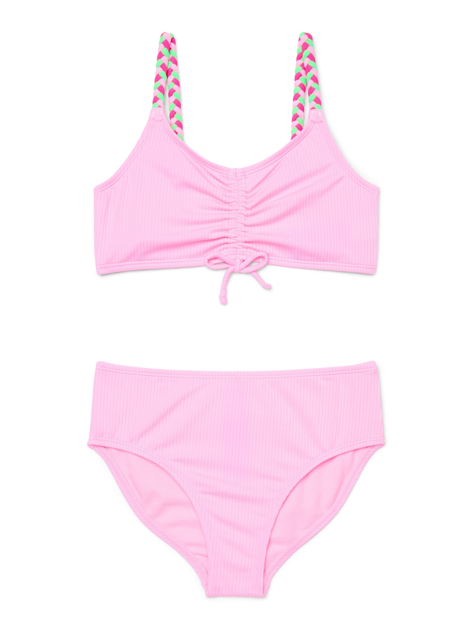 Ocean Gear Girls Braided Bikini Top and Mid-Rise Bottoms Swim Set, 2-Piece, Sizes 4-18