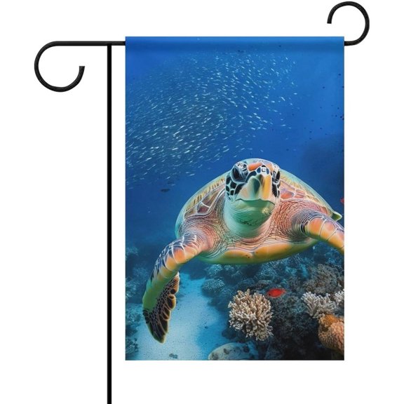 Ocean Giant Sea Turtles Welcome Garden Flag Rectangle Fade-Resistant Outdoor Patio Lawn Decor 12x18 Inch