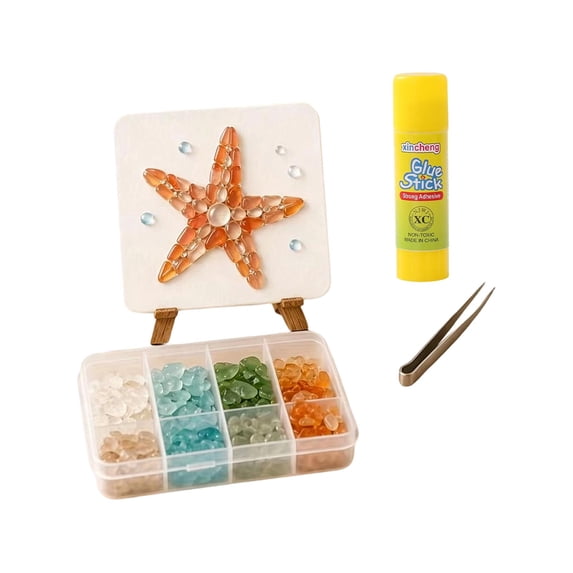 Ocean Glass Art Kit, DIY Mosaic Craft Set for Adults, Handmade Sea Inspired Glass Artwork Project, Creative Home Decor Decoration, Decorative Mosaic Art Hobby and Unique Craft Gift Idea