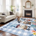 thumbnail image 1 of Ocean Gnome Large Area Rugs 8x10 ft Nautical Shell Sea Star Flag Flower Blue Plaid Washable Rug Non Slip Indoor Carpet Absorbent Floor Mat for Living Room Bedroom Dining Room, 1 of 9