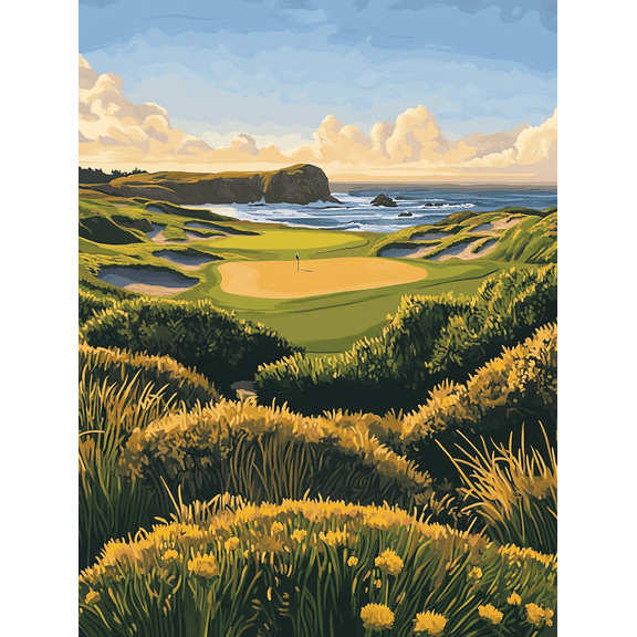Ocean Golf Course Canvas Wall Art Perfect for Living Room Bedroom Office Golf Club and Hotel Decoration