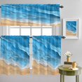 thumbnail image 1 of Ocean Gradient Blue Waves Curtain Tier and Valance Set 3 Piece, Summer Coastal Beach 3-inch Rod Pocket Window Tier Curtains Valance for Kitchen Living Room, 1 of 9