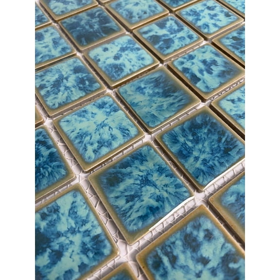 Ocean Green Jellyfish Square 2x2 Porcelain Pool Mosaic Floor and Wall Tile for Backsplash, Kitchen, Bathroom, Swimming Pool (1 Sheet)