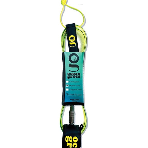 Ocean Grom Grom Clear Yellow / Blue Surfboard Leashes - 4'8"