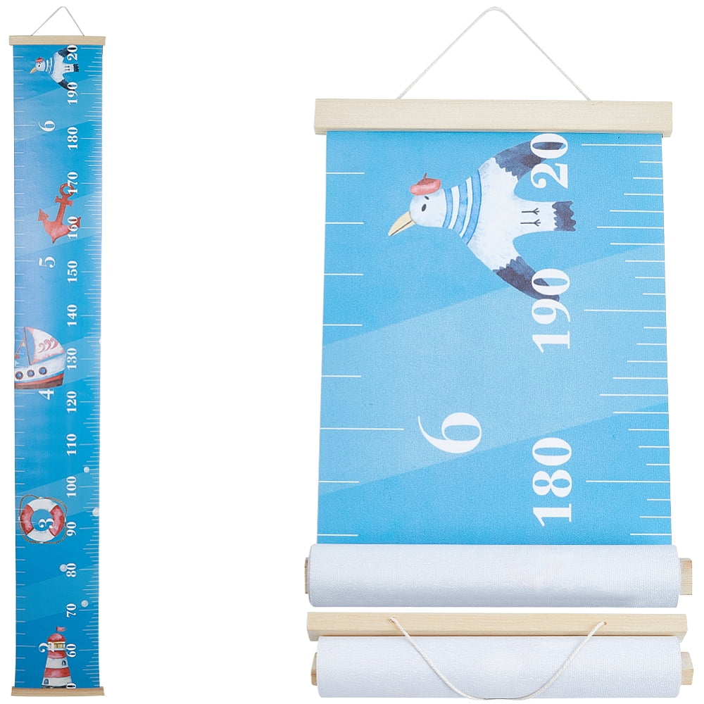 Canvas.left Ruler Ocean Growth Chart Canvas Height Measurement Chart Ruler Wood Frame ...