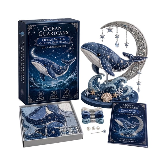 Ocean Guardian Sea Creature Craft Kit, 3D Whale Fabric Patchwork Model, Handmade Art Toy for Adults & Hobby Enthusiasts