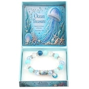 Ocean Guardians Keepsake Bracelet Collection, Ocean Animal Charm Beaded Bracelets for Women, Stretchy Blue Bead Charm Bracelet, Coastal Beach Jewelry Bracelet Set with Gift Box