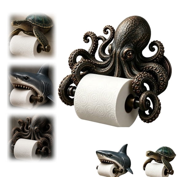 Ocean Guardians Toilet Paper Holder Series, Cute Toilet Paper Holder Sea Turtle Wall Mount Resin Nautical Bathroom Decor, Coastal Beach Themed Decorative Roll for Lovers Gift